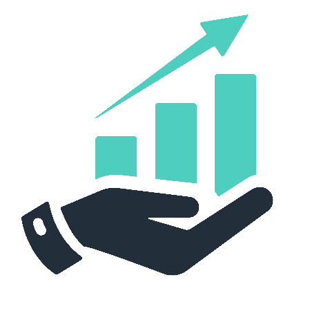 hand holding growth stretch finance icon